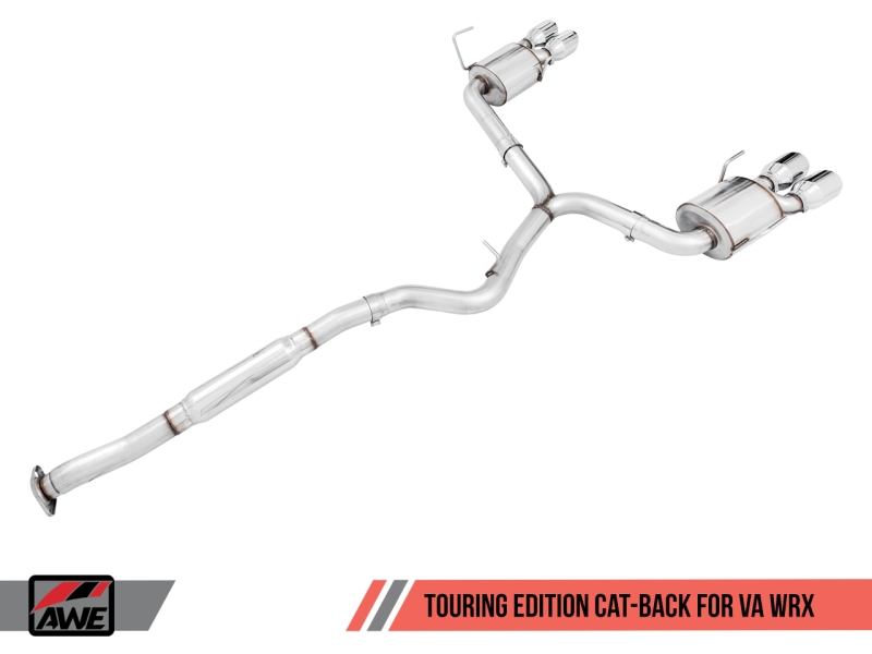 AWE Tuning Touring Edition Exhaust Chrome Silver Tips 102mm for 2015+ Subaru WRX VA Sedan 3015-42098