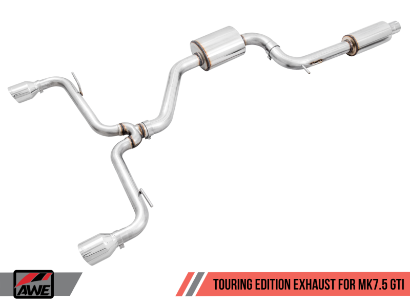 AWE Tuning 102mm Touring Edition Exhaust w/Chrome Silver Tips For VW GTI MK7.5 2.0T 3015-32096