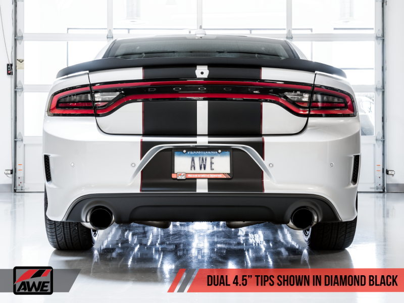 AWE Tuning Track Edition Exhaust Chrome Silver Tips for Dodge Charger 6.4L/6.2L Supercharged 3015-32112