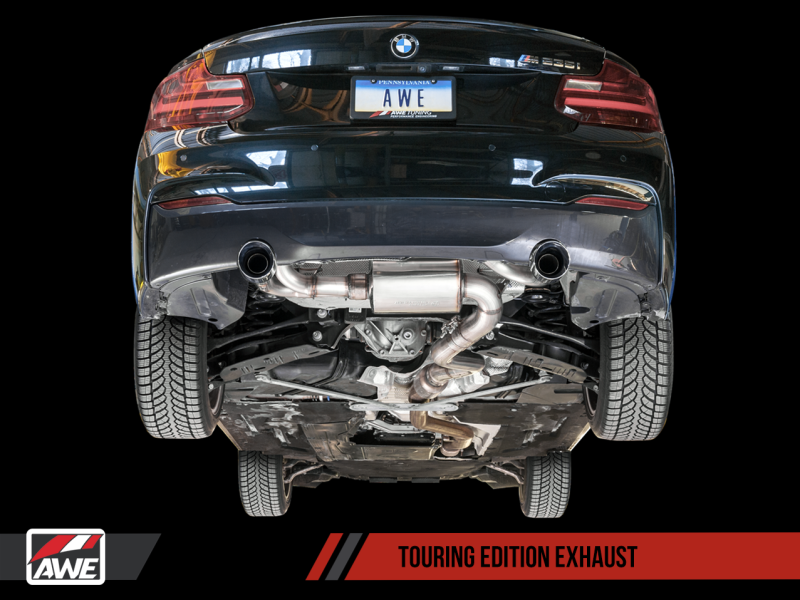 AWE Tuning Touring Edition Axle-back Exhaust for BMWF22 M235i/M240i-102mmDiamond Black Tips 3010-33034