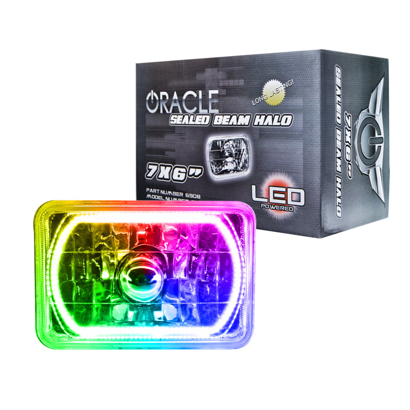 ORACLE Lighting Sealed Beam 7x6 in H6054 Headlight with Pre-installed ColorSHIFT Halo 6908-333