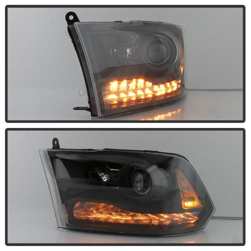 xTune Dodge Ram 13-17 ( w/ Factory Projector LED) Projector Headlight - Black HD-JH-DR13-P-BK