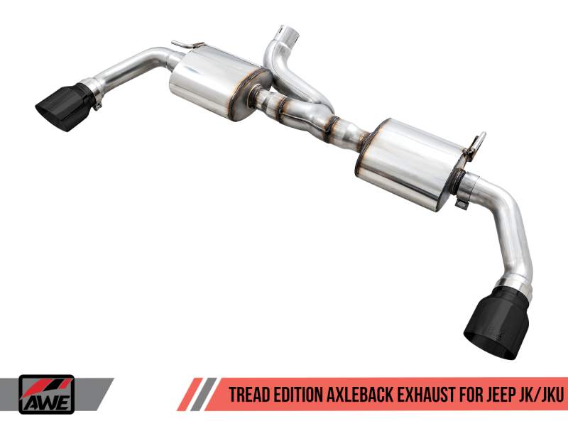 AWE Tuning Tread Edition Axleback Dual Exhaust w/Diamond Black Tips For 18+Jeep WranglerJL/JLU 3015-33001