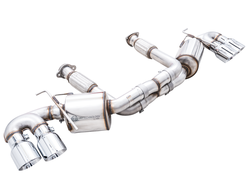 AWE Tuning Touring Edition Exhaust Quad Chrome Silver Tips for Chevrolet Corvette (C8) 3015-42151