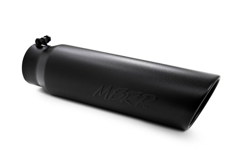 MBRP Universal 5" OD Angled Rolled End 4" Inlet 18" Length Black Coated Exhaust Tip T5124BLK