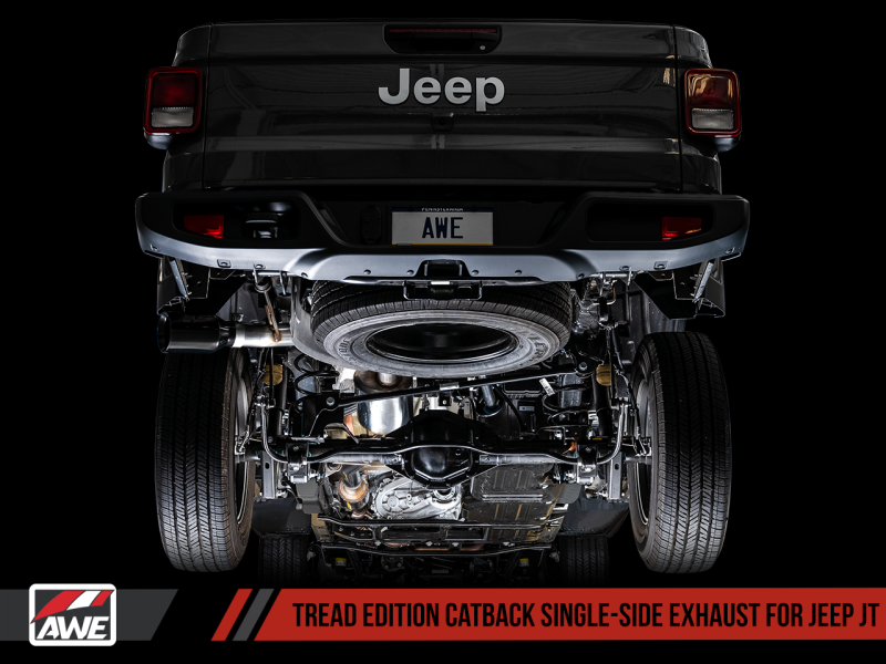 AWE Tuning Diamond Black Tip Tread Edition Cat-Back Single Side Exhaust For Jeep JT 3.6L 3015-23103