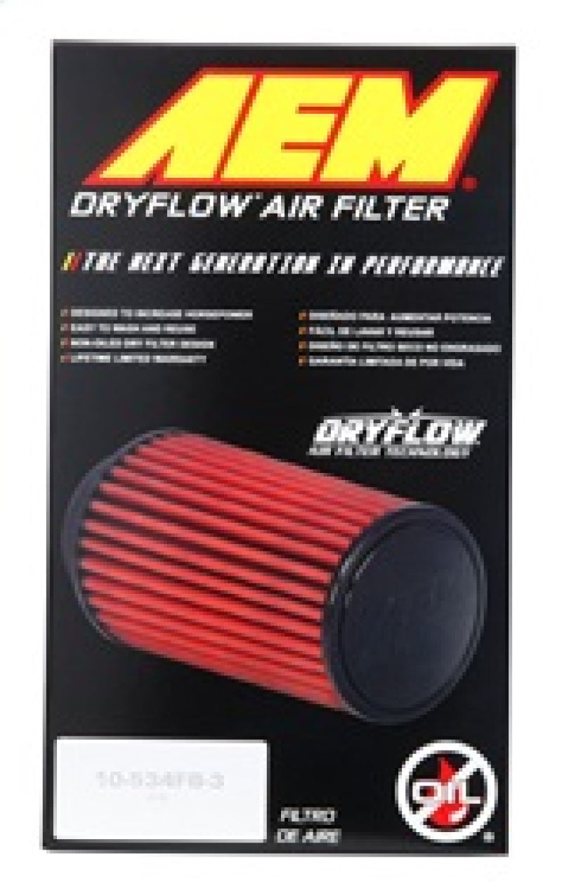 AEM DryFlow Conical Air Filter 5.25in Base OD / 4.75in Top OD / 7in Height