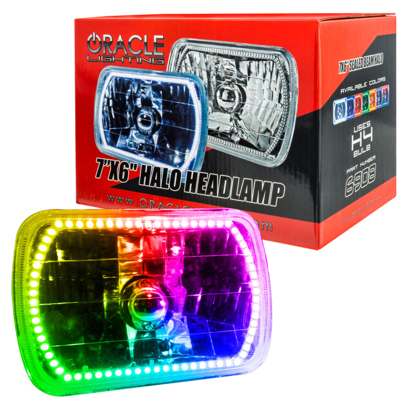 ORACLE Lighting Sealed Beam 7x6 in H6054 Headlight with Pre-installed ColorSHIFT Halo 6908-333