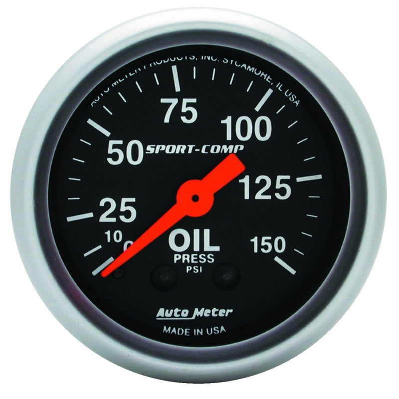 Autometer Sport Comp 2-1/16" 0-150 PSI Mechanical Oil Pressure Gauge - 3323
