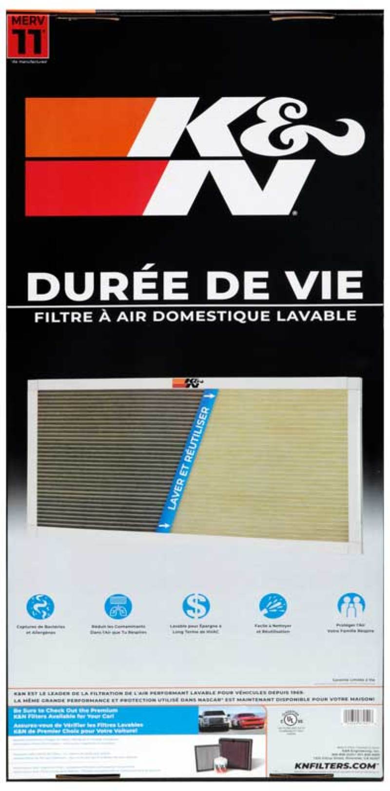 K&N HVAC Filter, Washable Home Air Filter - 14 X 30 X 1, MERV 11 HVC-11430