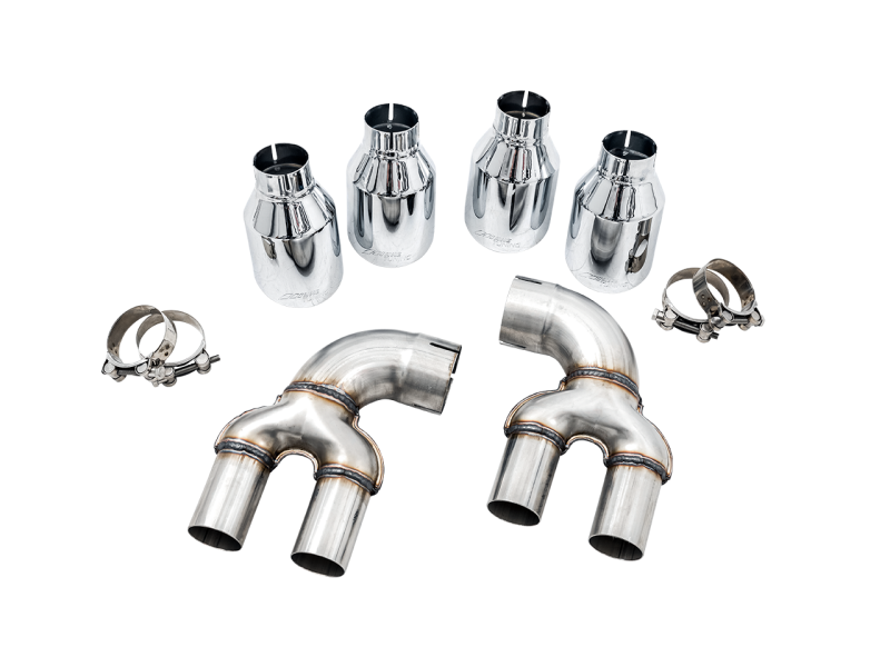 AWE Tuning Non-Resonated Touring Edition Exhaust Quad Chrome Silver Tips for BMW M340i G20 3015-42148