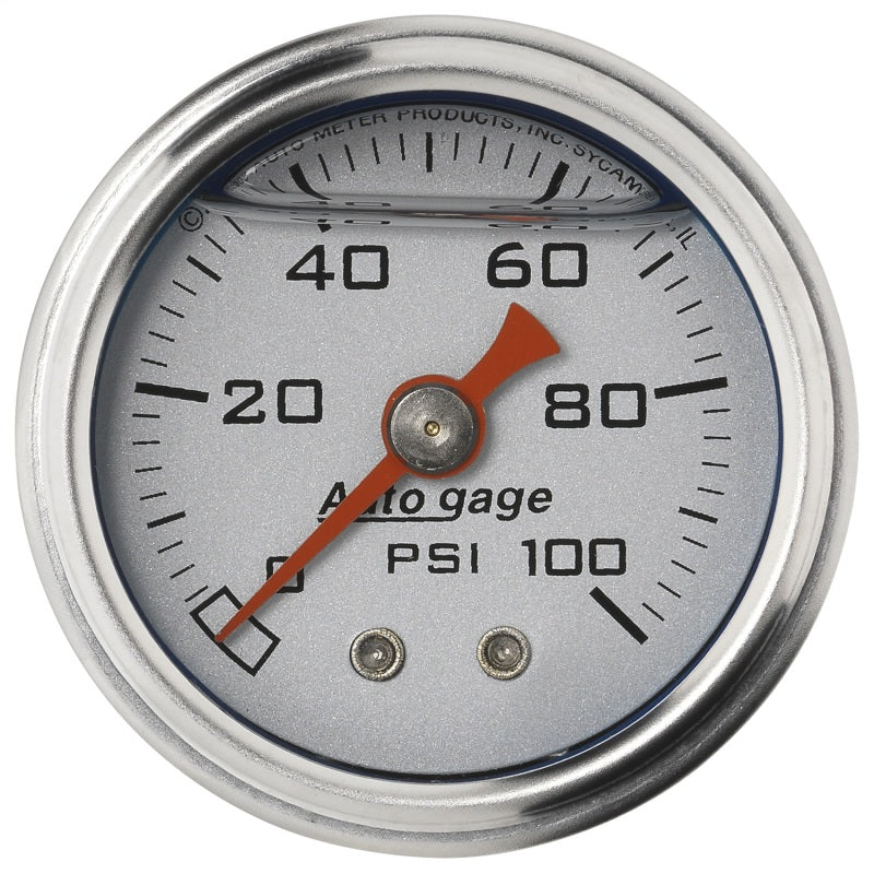 Autometer AutoGage 1.5" Liquid Filled Mechanical 0-100 PSI Fuel Pressure Gauge - Silver - 2180