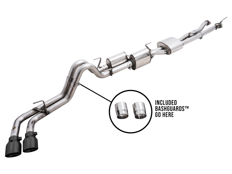 AWE Tuning 0FG Catback Exhaust w/BashGuard Dual Diamond Black Tips for 16-22 Toyota Tacoma 3015-33826