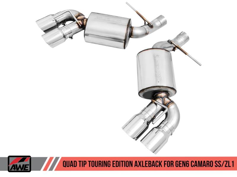 AWE Tuning Axle-back Exhaust Touring Edition Quad Chrome Silver Tips for Chevrolet Camaro SS 3015-42093