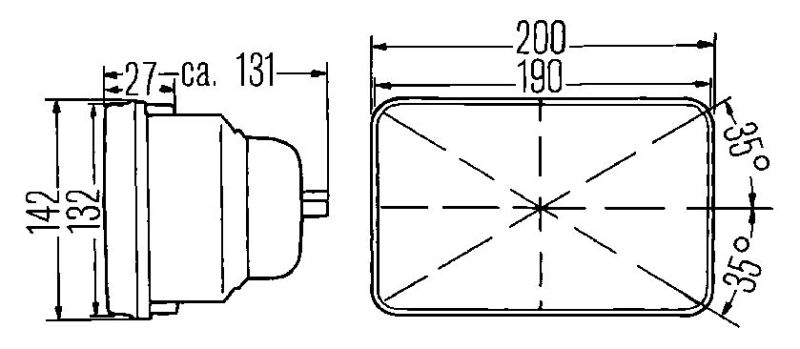 Hella E-Code 5in x 7in H4 Conversion Headlamp Kit