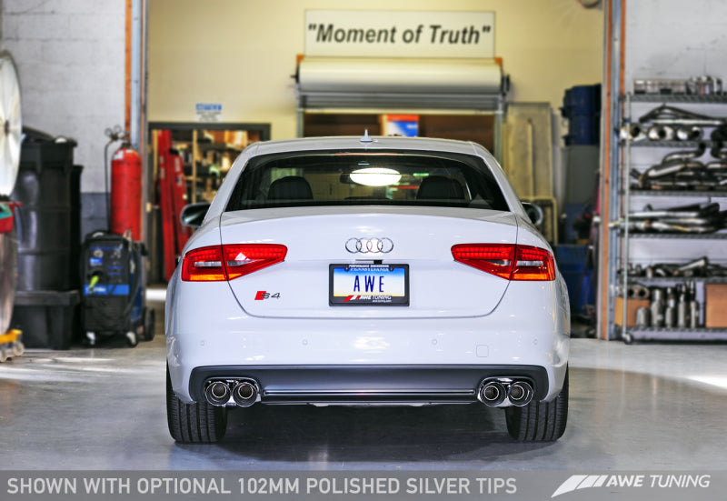 AWE Tuning Touring Edition Exhaust for Audi B8 S4 3.0T - 102mm Chrome Silver Tips 3010-42016