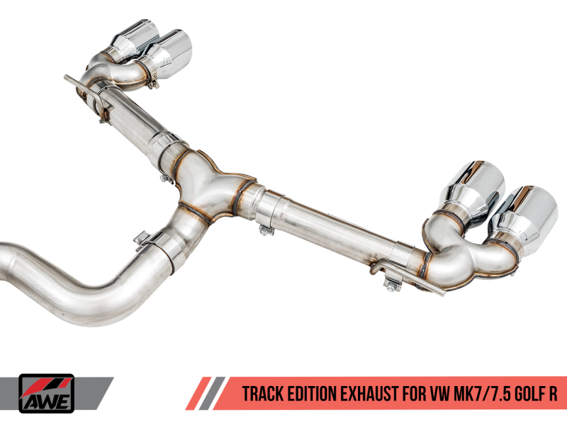 AWE Tuning Track Edition Exhaust for MK7 Golf R - Chrome Silver Tips, 102mm 3015-42134