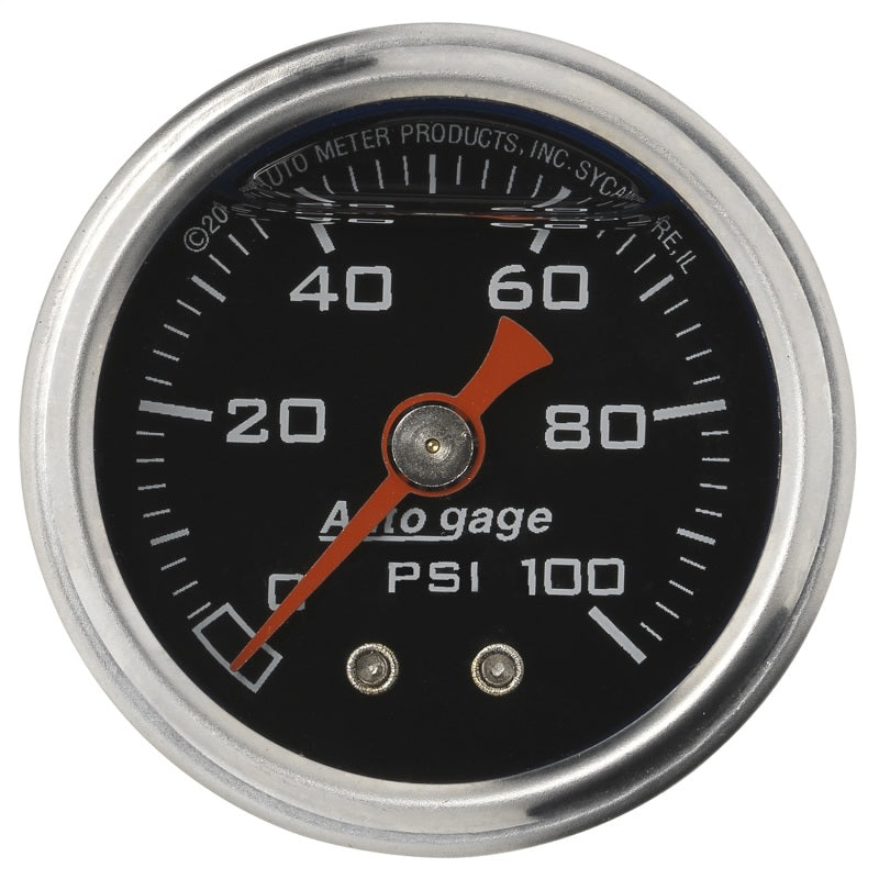 Autometer Auto Gauge 1.5" Black Liquid Filled Mechanical 0-100 PSI Fuel Pressure Gauge - 2174