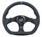 NRG Reinforced Steering Wheel (320mm) Sport Leather Flat Bottom w/ Blue Center/ Blue Stitching