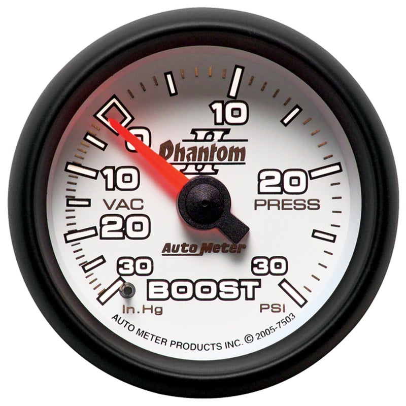 Autometer Phantom II 2-1/16" 30 IN HG/30 PSI Mechanical Vacuum/Boost Gauge - 7503