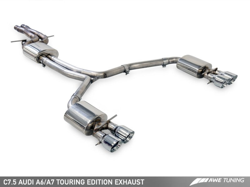 AWE Tuning Touring Edition Exhaust Quad Outlet Diamond Black Tips for Audi C7.5 A7 3.0T 3015-43074