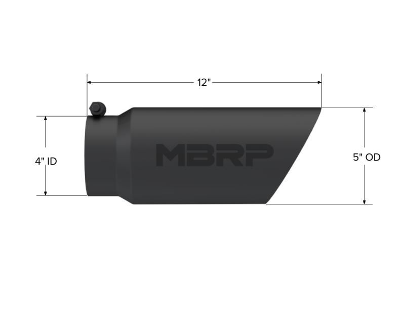 MBRP 5" O.D. Dual Wall Angled 4" inlet 12" length Black Coated Universal Tip - T5053BLK