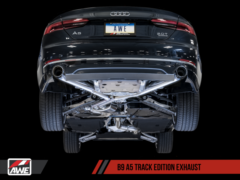 AWE Tuning Track Edition Exhaust Dual Outlet - Diamond Black Tips for Audi B9 A5 3020-33034