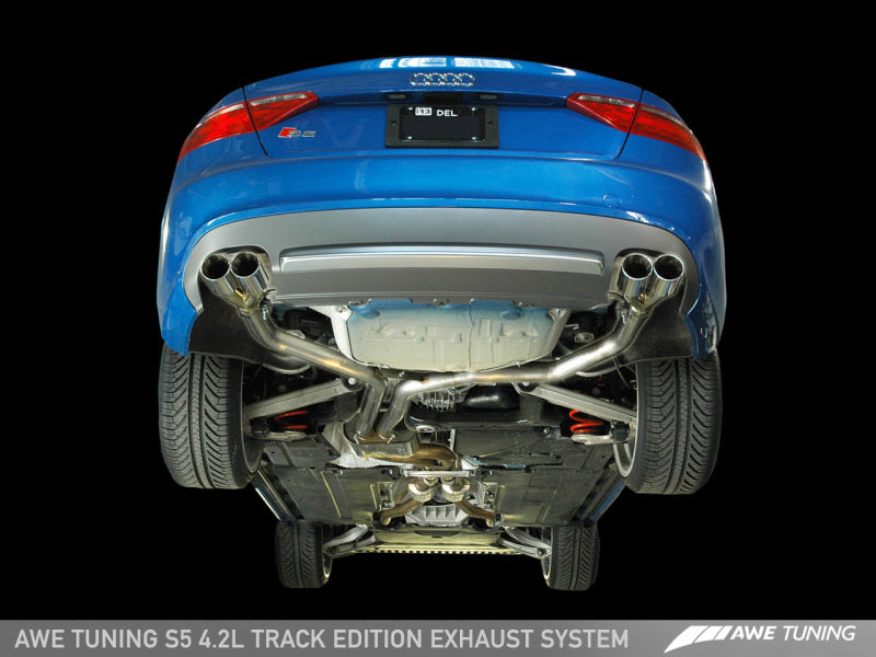 AWE Tuning Track Edition Exhaust System - Polished Silver Tips for Audi B8 S5 4.2L 3020-42014