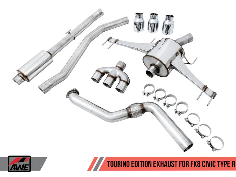 AWE Tuning Touring Edition Exhaust w/Front & Mid Pipe Diamond Blk Tips for Honda Civic 3015-43000