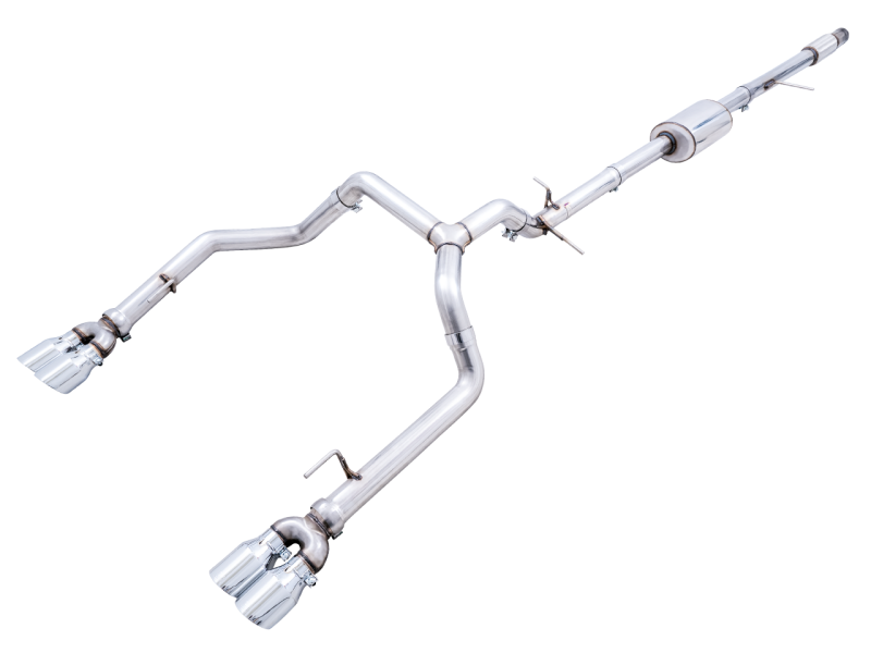 AWE Tuning 0FG Catback Split Rear Exit Quad Chrome Tips for 4th Gen GM 1500 5.3L 3015-42201