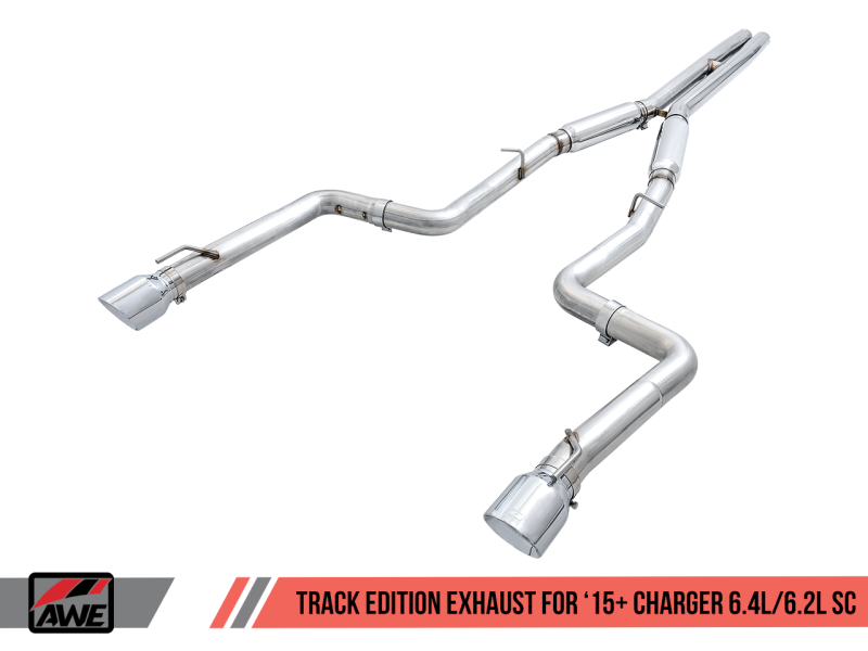 AWE Tuning Track Edition Exhaust Chrome Silver Tips for Dodge Charger 6.4L/6.2L Supercharged 3015-32112