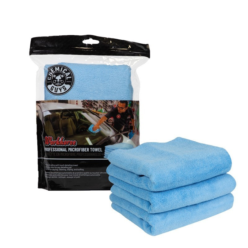 Chemical Guys Workhorse Professional Blue Microfiber Towel 16in x 16in (Set of 16 x 3-Pack) MICBLUE03