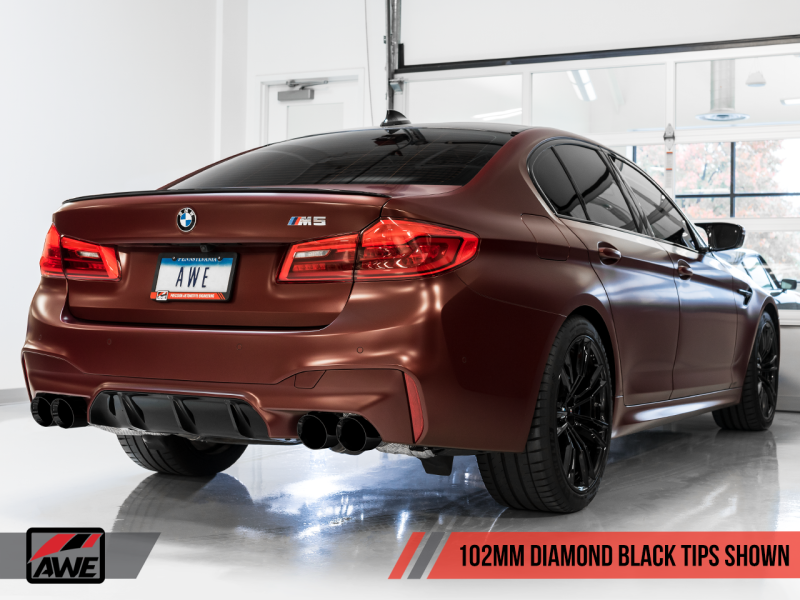 AWE Tuning Track Edition Cat-back Exhaust Diamond Black Tips for 18-19 BMW M5 F90 4.4T AWD 3020-43078