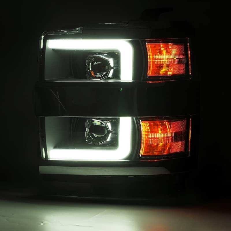 AlphaRex PRO-Series Projector Headlights Plank Style Black for 15-19 Chevy 2500HD 880224