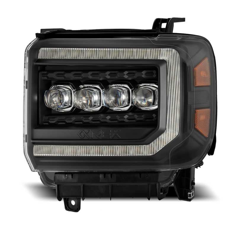 AlphaRex NOVA LED Projector Headlights Plank Style Black for 14-18 GMC Sierra 880617