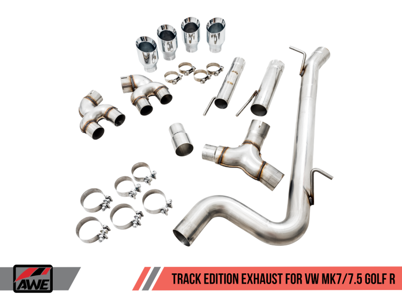 AWE Tuning Track Edition Exhaust for MK7 Golf R - Chrome Silver Tips, 102mm 3015-42134