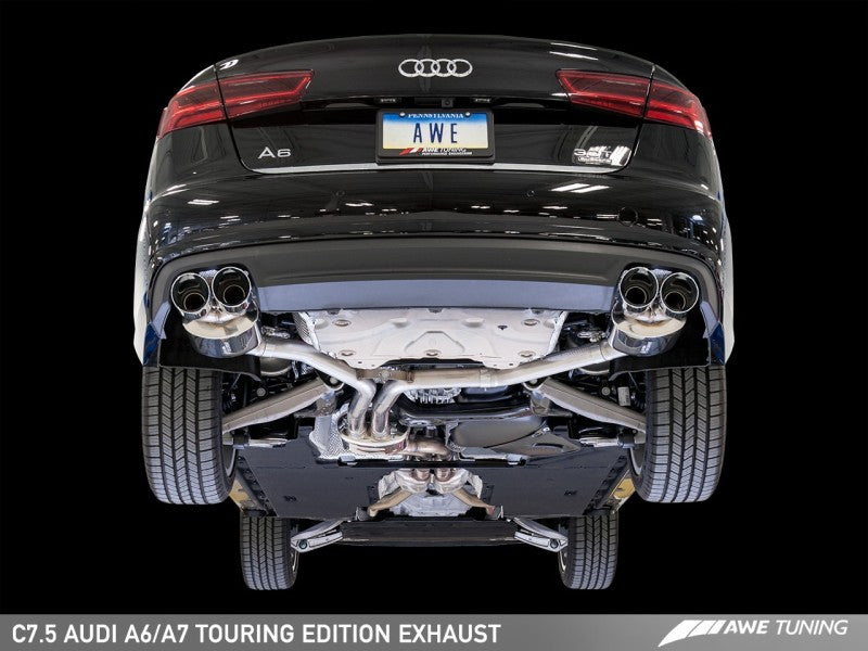 AWE Tuning Touring Edition Exhaust Quad Outlet Diamond Black Tips for Audi C7.5 A6 3.0T 3015-43076