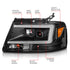 ANZO 2004-2008 Ford F-150 Projector Headlights w/ Light Bar Black Housing
