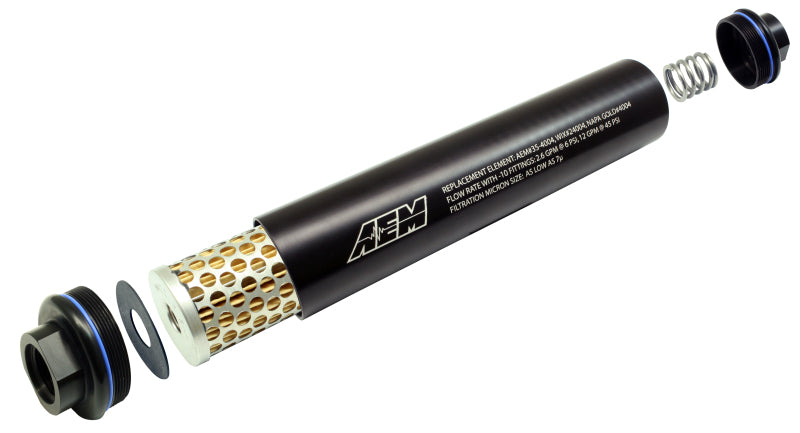 AEM Universal High Volume Flow -10 AN Inline Black Fuel Filter - 25-201BK