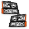 ANZO 2003-2006 Chevy Silverado Crystal Headlight w/ Signal Light Black Amber (4 pcs)