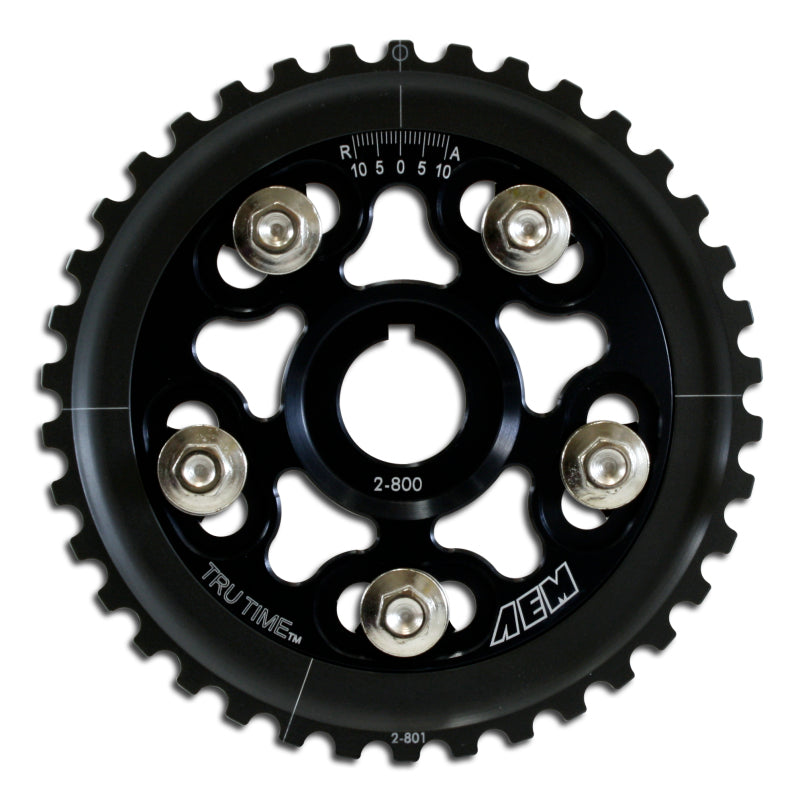 AEM Tru-Time Adjustable Cam Gear For 88-95 Honda Civic/ 93-95 Del Sol S & Si Black - 23-800BK