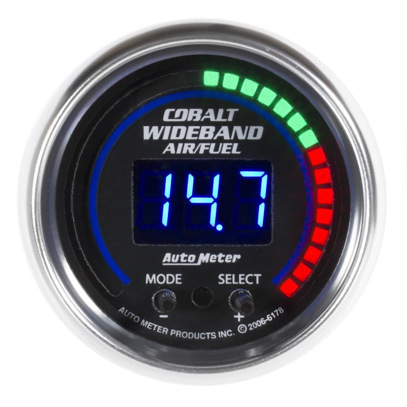 Autometer Cobalt 2-1/16" 6:1-20:1 AFR Wideband Pro Plus Digital w/ Peak & Warning Gauge - 6197