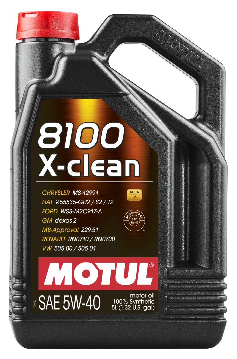 Motul 5L Synthetic Engine Oil 8100 5W40 X-CLEAN C3 -505 01-502 00-505 00-LL04