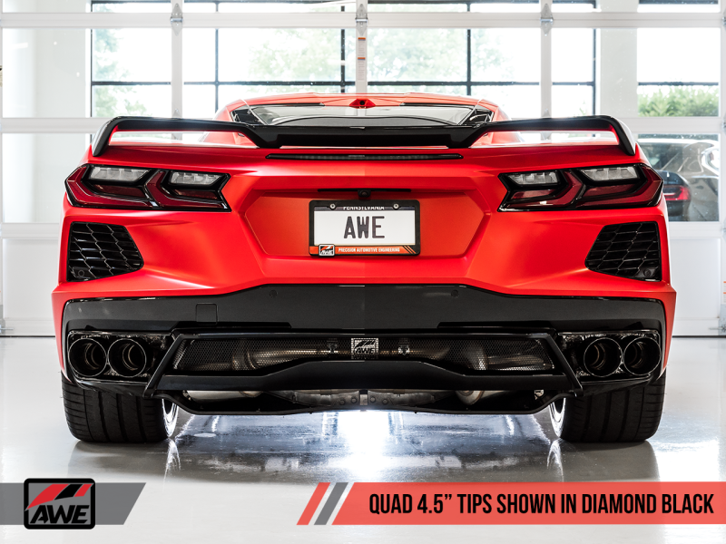 AWE Tuning Touring Edition Exhaust Quad Diamond Black Tips for 2020 Chevrolet Corvette C8 3015-43159