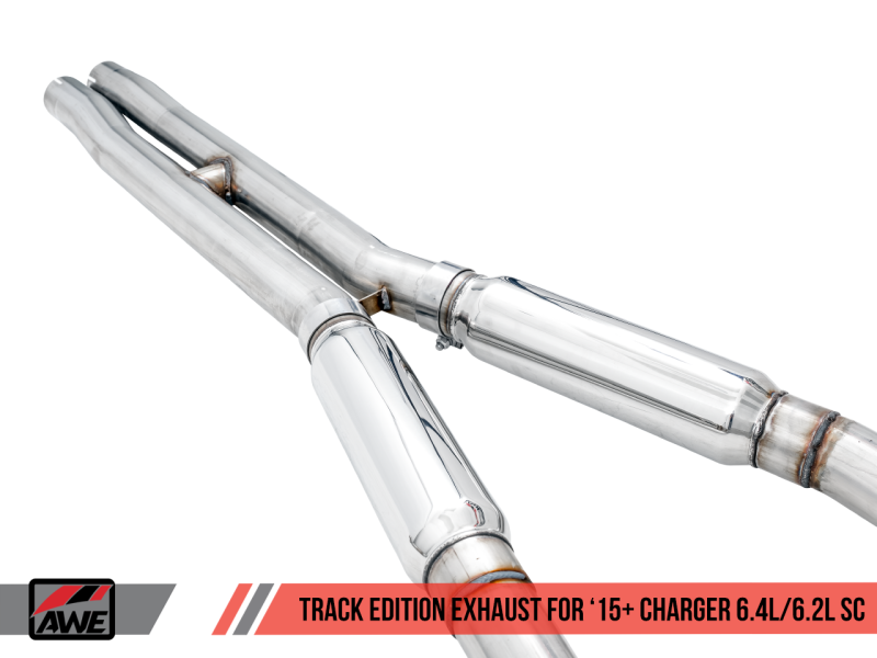 AWE Tuning Track Edition Exhaust Chrome Silver Tips for Dodge Charger 6.4L/6.2L Supercharged 3015-32112