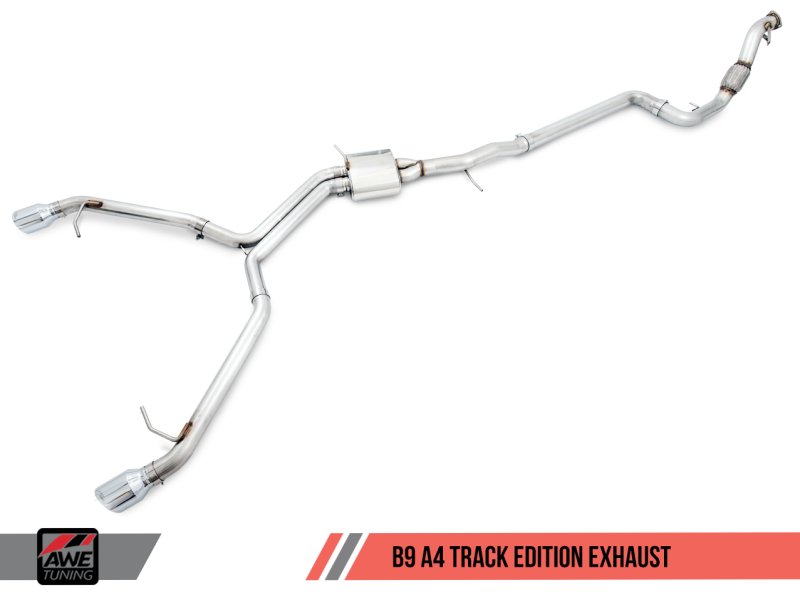 AWE Tuning Track Edition Exhaust Dual Outlet - Diamond Black Tips for Audi B9 A4 3020-33026