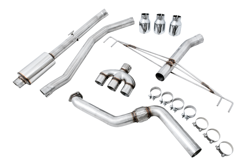 AWE Tuning Track Edition Exhaust w/Front Pipe & Triple Chrome Silver Tips for Honda Civic 3020-52000