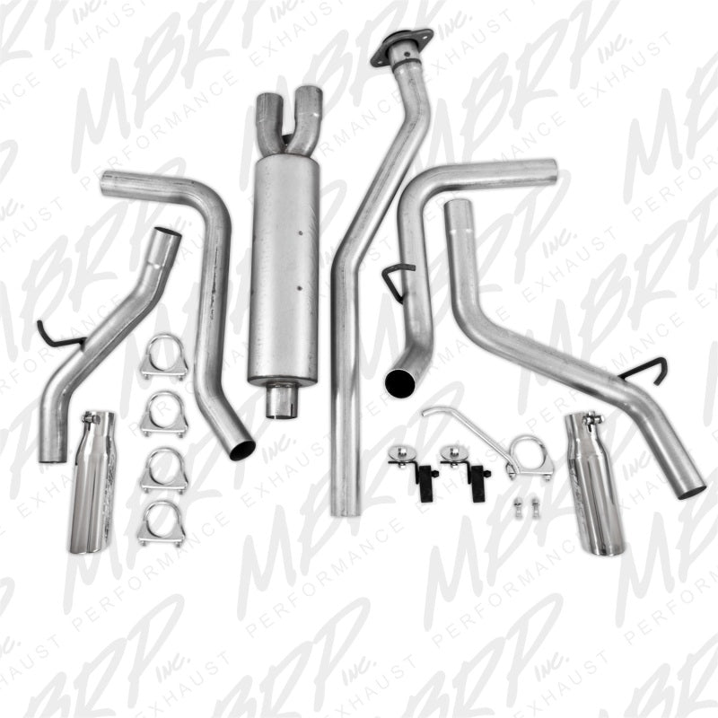 MBRP 2.5" Cat Back, Dual Split Side AL, 03-07 Chev/GMC 1500 Classic 4.8/5.3L EC/CC-SB S5018AL