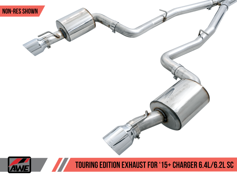 AWE Tuning Non-Resonated Touring Edition Exhaust Silver Tips for Dodge Charger 6.4L/6.2L SC 3020-32056