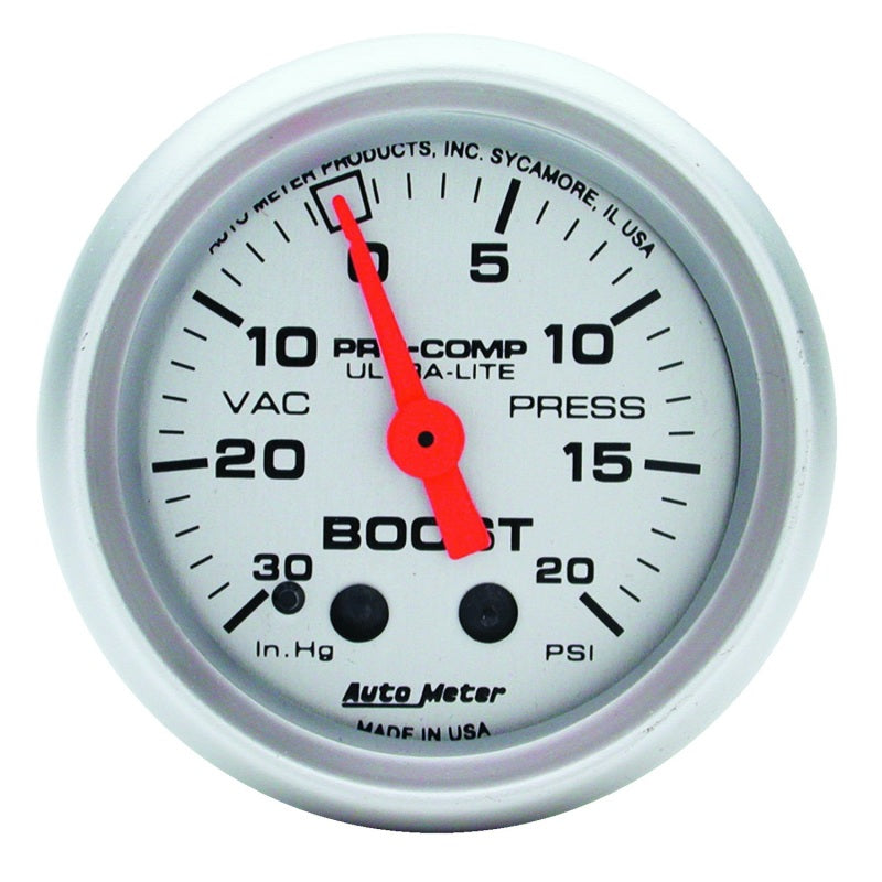Autometer Ultra-Lite 2-1/16" 30 IN HG/20 PSI Mechanical Boost/Vacuum Gauge - 4301
